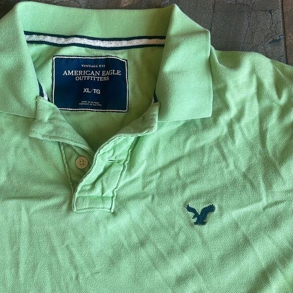 AMERICAN EAGLE OUTFITTERS Men Green Polo Collar
Pure Cotton T-shirt size XL - Picture 4 of 7